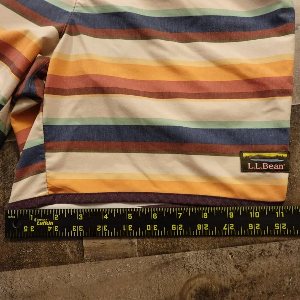 L.L.Bean All-Adventure‎ Swim Shorts Men’s Medium Multicolor Stripe 7” Inseam